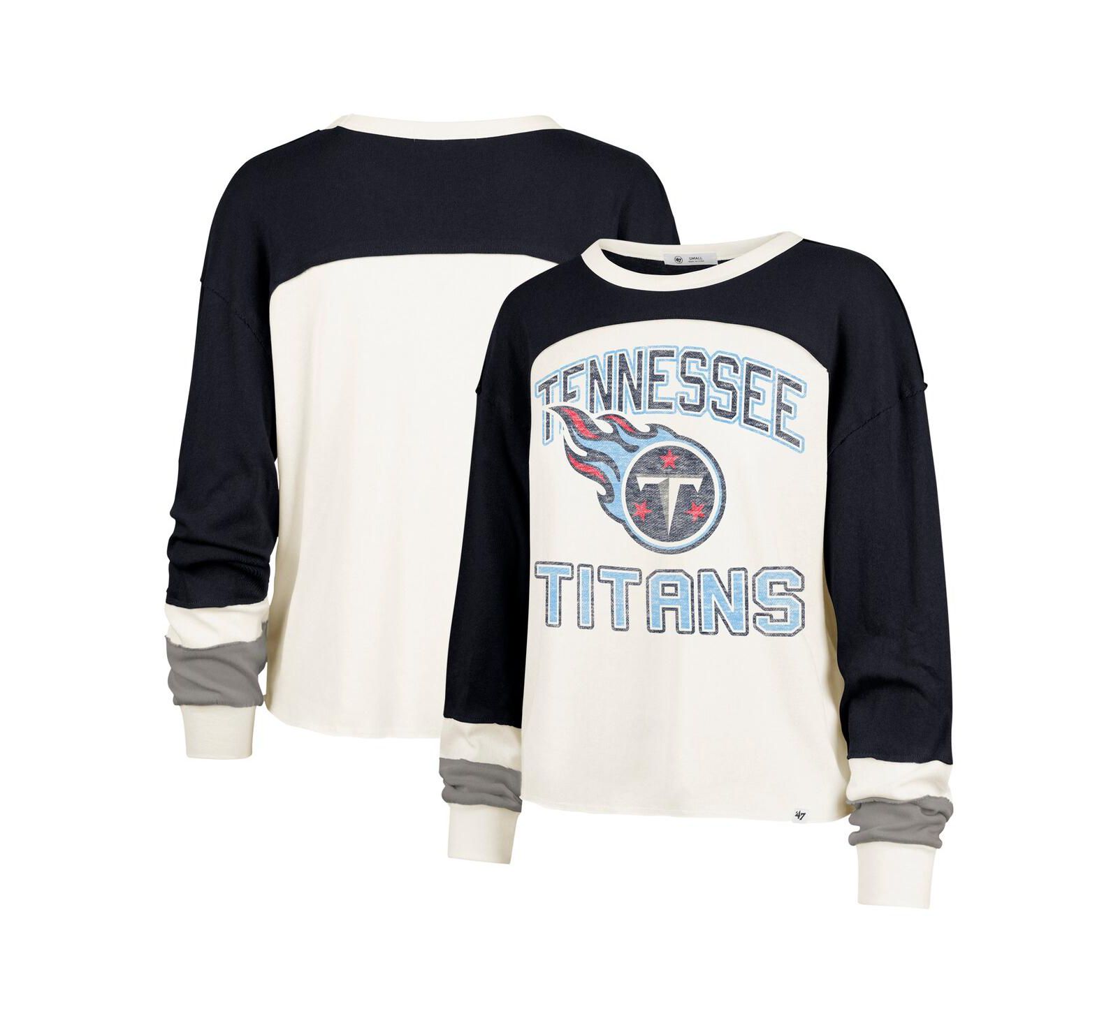 '47 Brand Женский укороченный топ '47 Brand Tennessee Titans Double Header Curve Raglan с длинным рукавом, кремовый