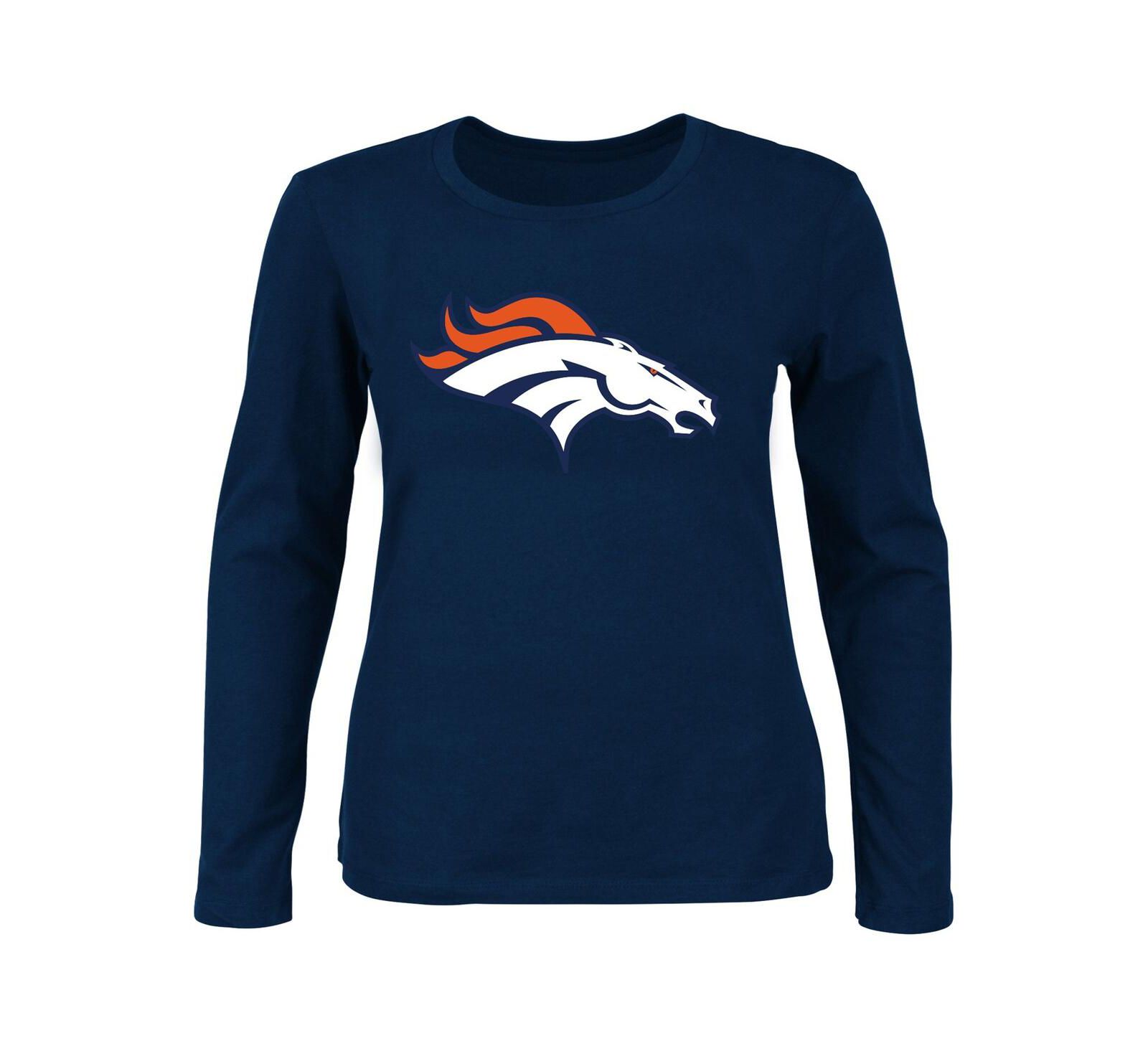 Женская футболка Fanatics Navy Denver Broncos Plus Size Scoop Neck Long Sleeve
