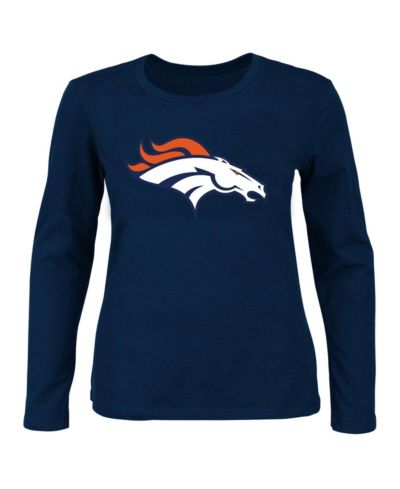 Женская футболка Fanatics Navy Denver Broncos Plus Size Scoop Neck Long Sleeve