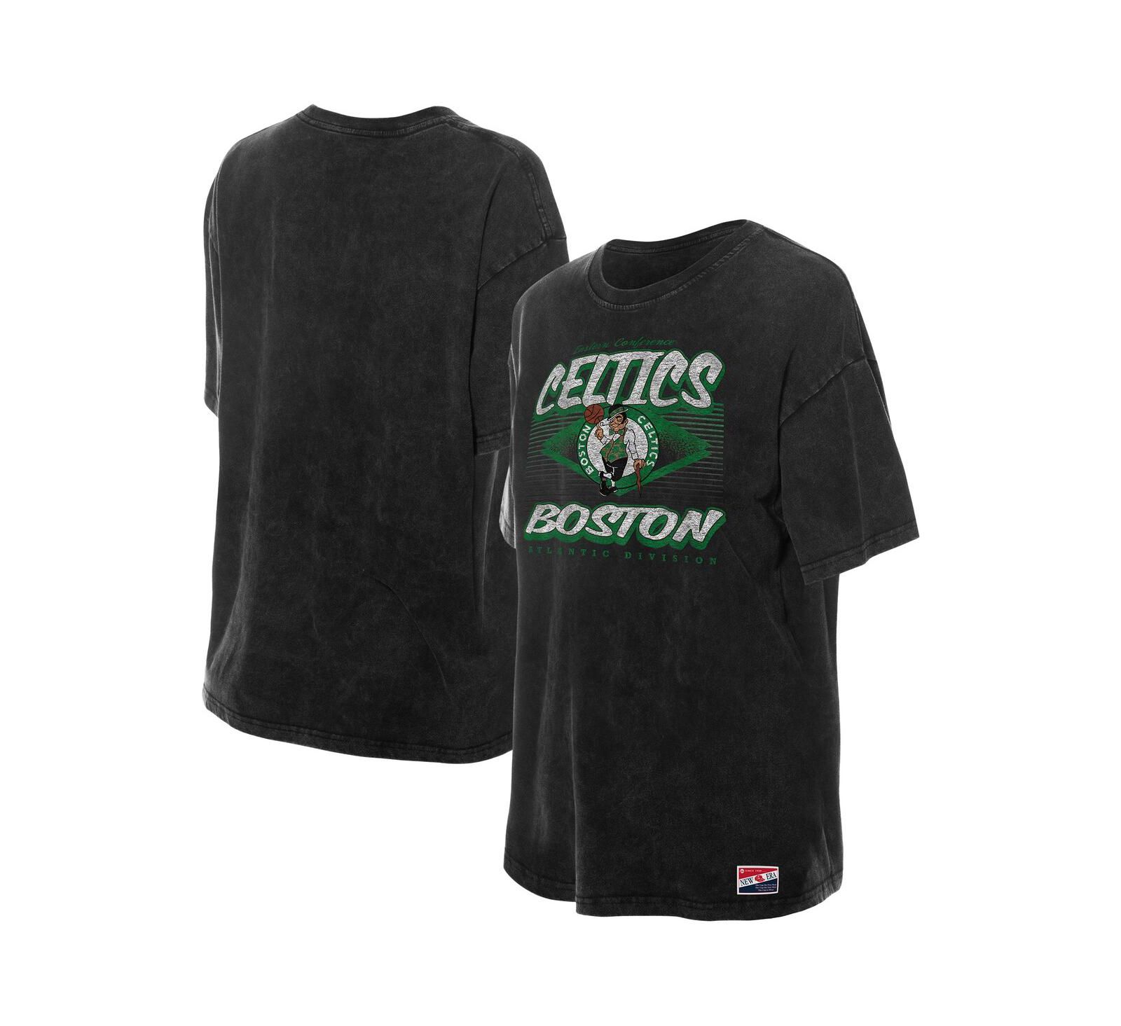 New Era Женская оверсайз футболка Black Boston Celtics Throwback Mineral Wash