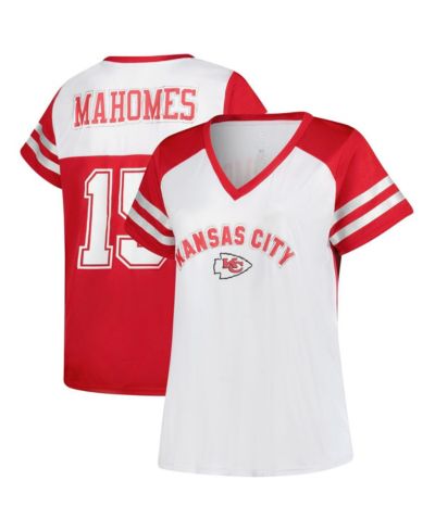 Женская футболка Fanatics Patrick Mahomes White Kansas City Chiefs Plus Size Bling V-Neck