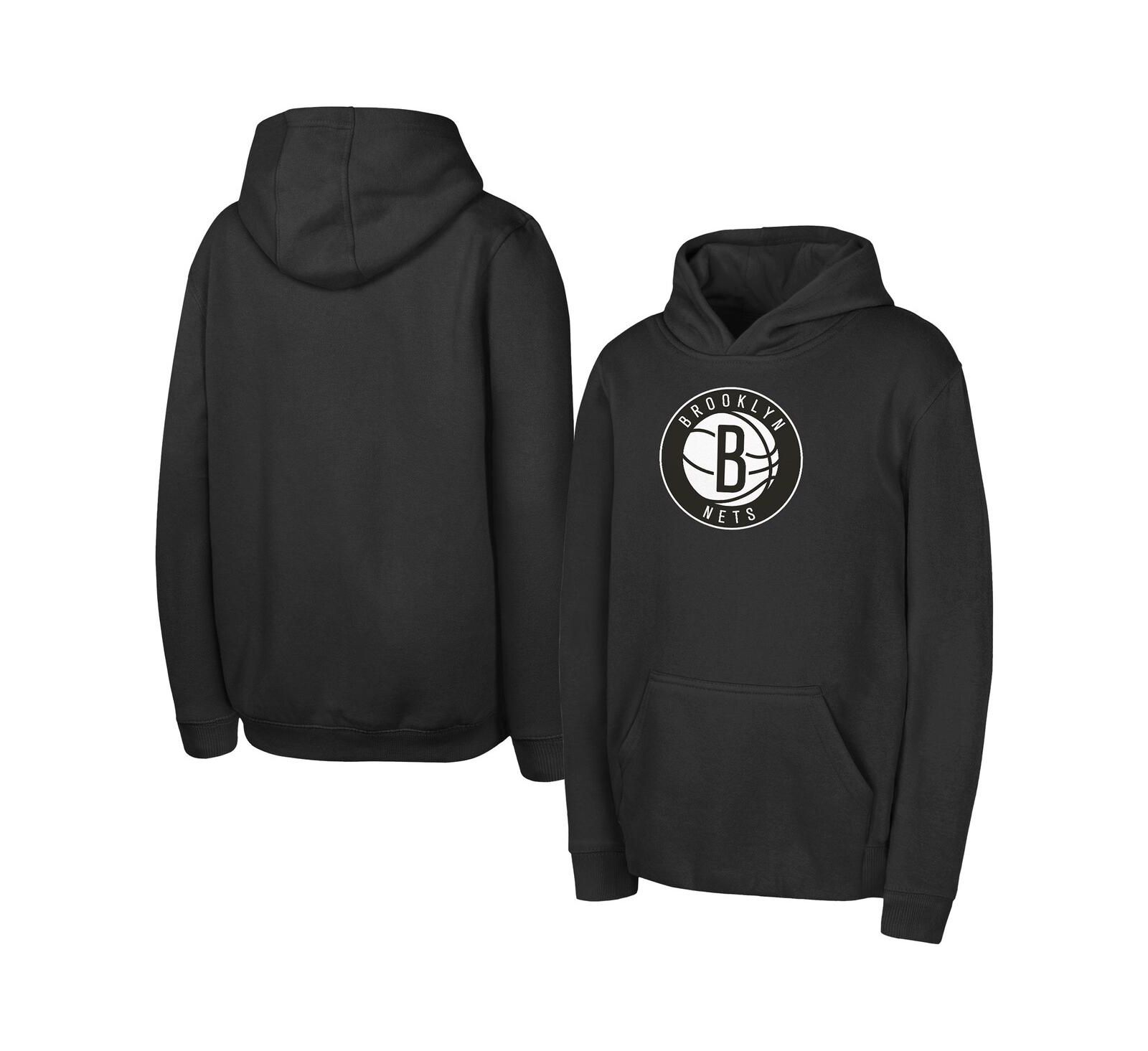 Худи Outerstuff Big Boys and Girls Black Brooklyn Nets Logo Fleece