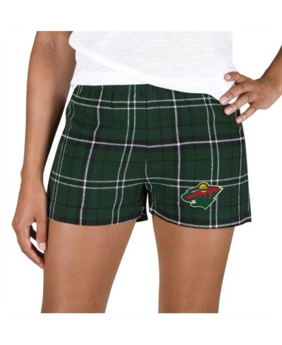 Concepts Sport Женские фланелевые шорты, темно-зеленые/черные, Minnesota Wild
