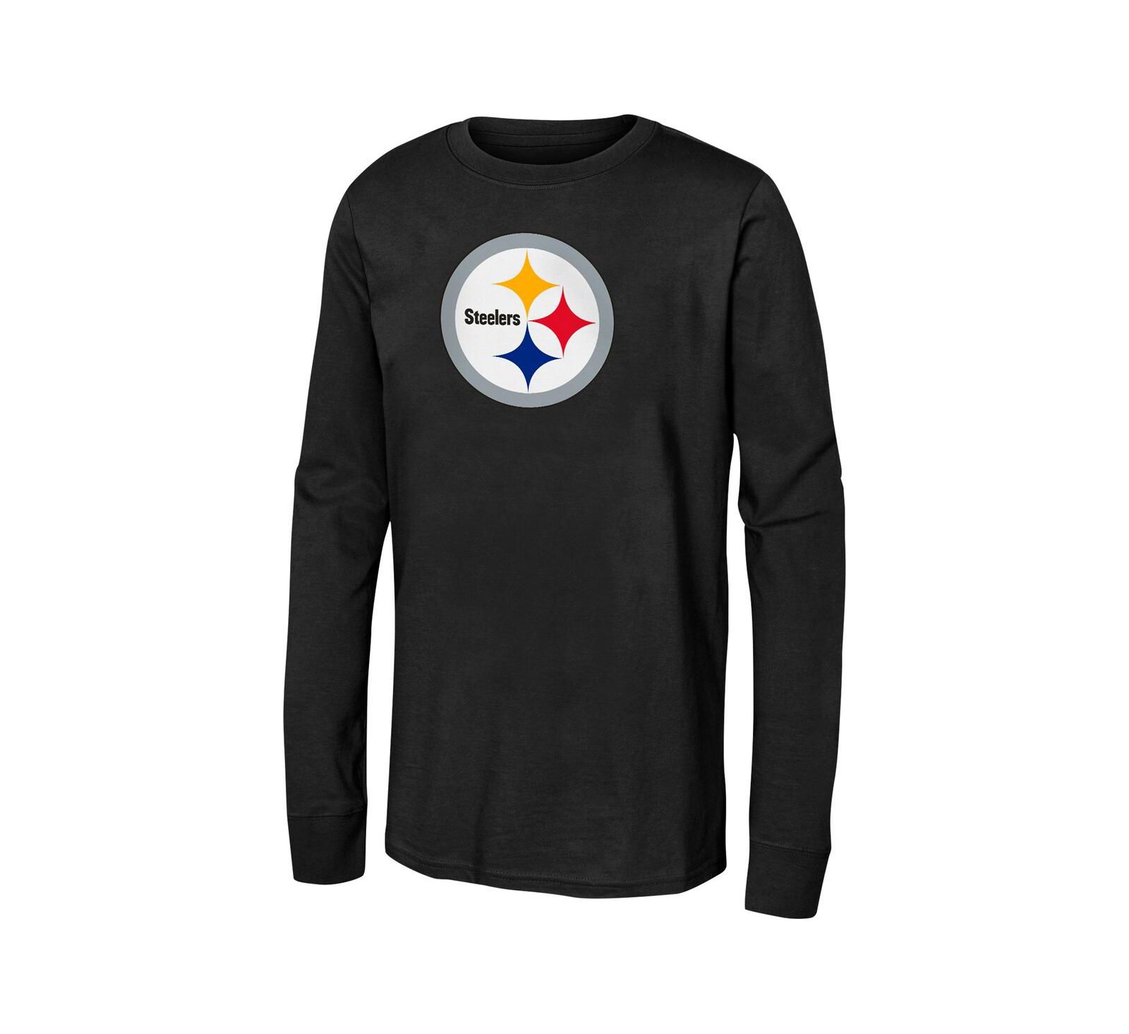 Outerstuff Big Boys and Girls Black Pittsburgh Steelers Primary Logo Long Sleeve T-Shirt