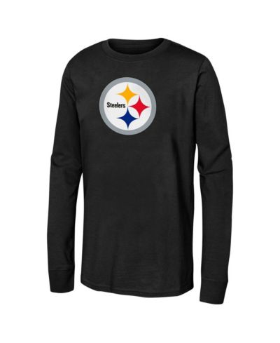 Футболка с длинным рукавом Outerstuff Pittsburgh Steelers Primary Logo для мальчиков и девочек, черная