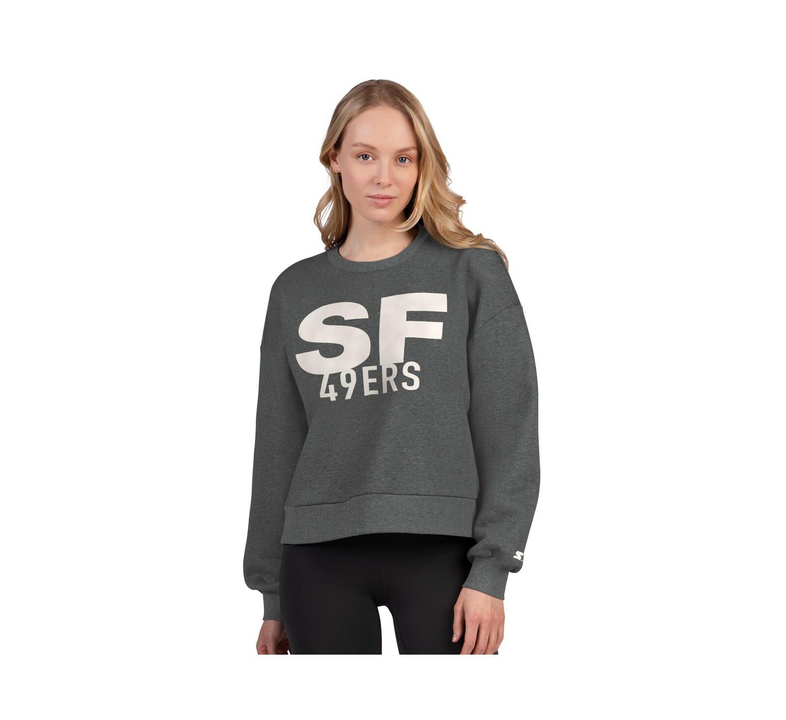 Starter Women's Heather Gray San Francisco 49ers Show Up Cropped Fleece Pullover Sweatshirt