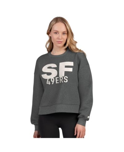 Starter Women's Heather Gray San Francisco 49ers Show Up Cropped Fleece Pullover Sweatshirt
