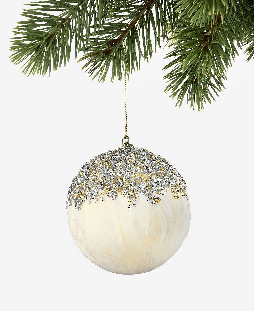 Holiday Lane шар-украшение Gilded Glamour с перьями и отделкой, эксклюзив Macy's