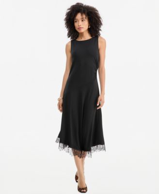 I.N.C. International Concepts Women's Lace-Trim Asymmetrical-Hem Sleeveless Midi Dress, Macy's Exclusive
