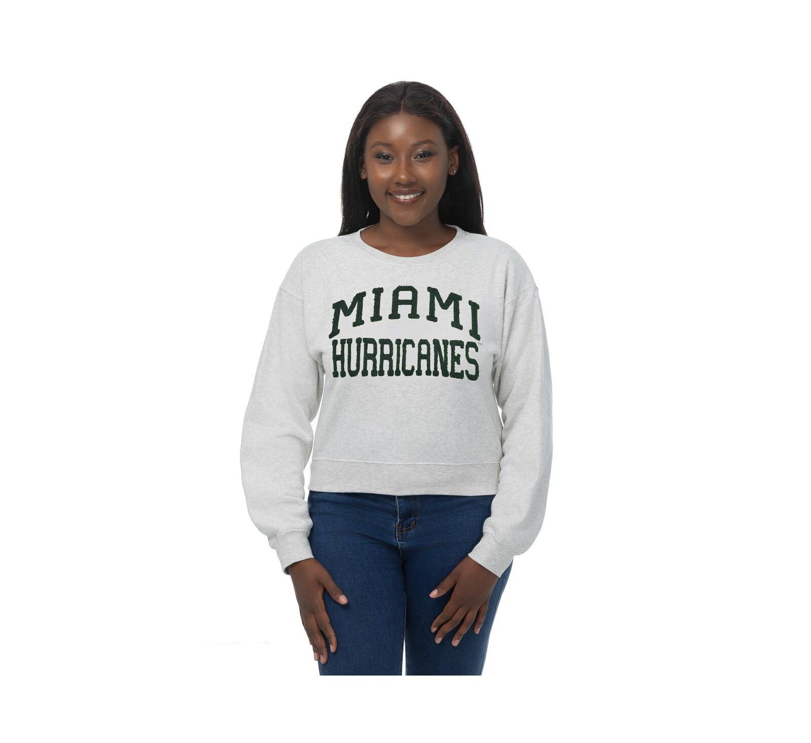 ZooZatz Женский укороченный свитшот Chenille Miami Hurricanes цвет Oatmeal