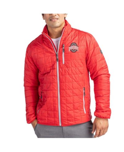 Cutter & Buck Men's Scarlet Ohio State Buckeyes Rainier Eco Insulated PrimaLoft Full-Zip Puffer Jacket