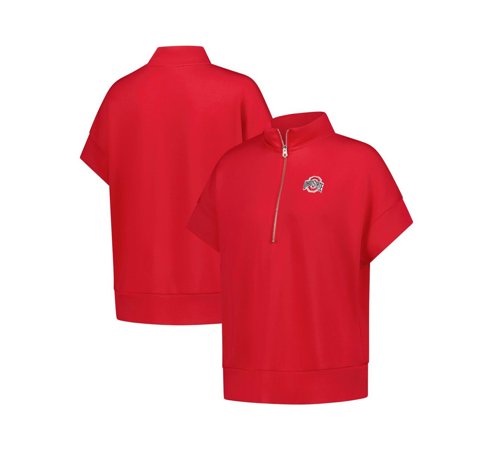 Женский топ ZooZatz Scarlet Ohio State Buckeyes Tri-Blend с молнией