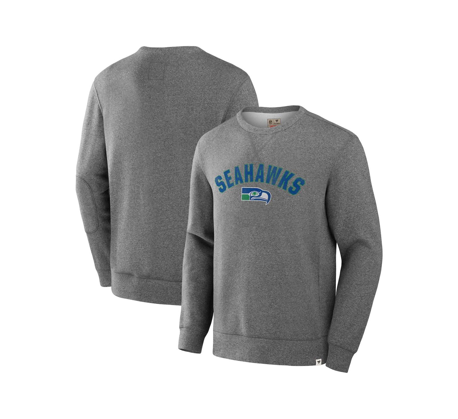 Fanatics Men's Heather Gray Seattle Seahawks Loop Terry Pullover Sweatshirt