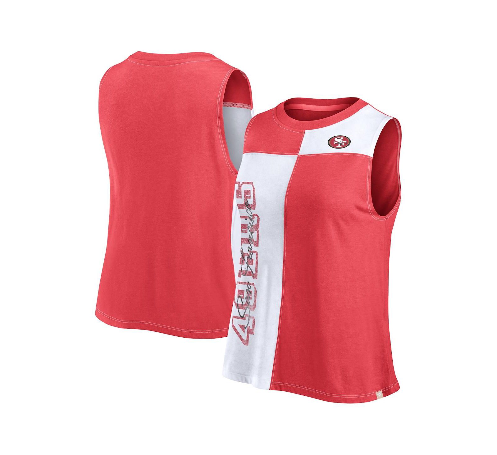 Fanatics Women's Scarlet/White San Francisco 49ers Script Color Block Tank Top
