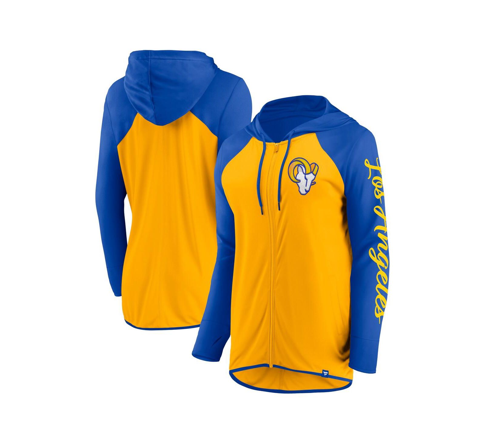 Fanatics Women's Gold/Royal Los Angeles Rams Script Full-Zip Hoodie
