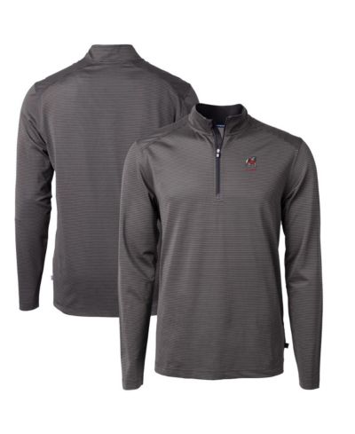 Мужская рубашка Cutter & Buck Black Georgia Bulldogs Alumni Logo Virtue Dry Tec Eco Pique Micro Stripe Quarter-Zip