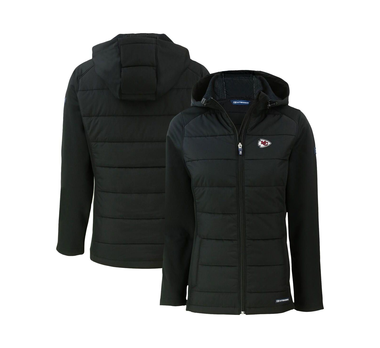 Cutter & Buck Women's Black Kansas City Chiefs Evoke PrimaLoft Hybrid Eco Softshell Full-Zip Hooded Jacket