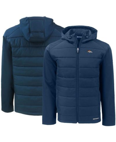 Cutter & Buck Men's Navy Denver Broncos Evoke PrimaLoft Hybrid Eco Softshell Full-Zip Hooded Jacket