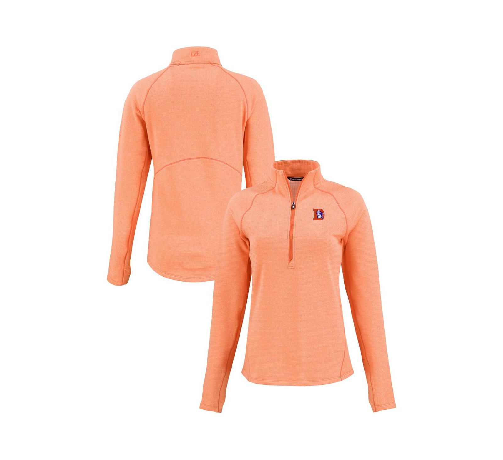 Женская флисовая куртка Cutter & Buck Denver Broncos Peshastin Eco Tri-Blend Raglan Half-Zip, цвет Heather Orange