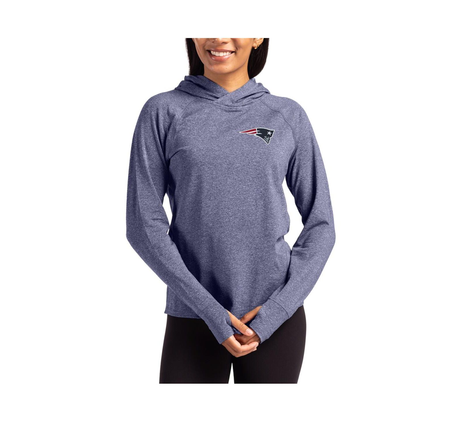 Женский свитшот-худи Cutter & Buck Heather Navy New England Patriots Primary Logo Adapt Knit Raglan Pullover
