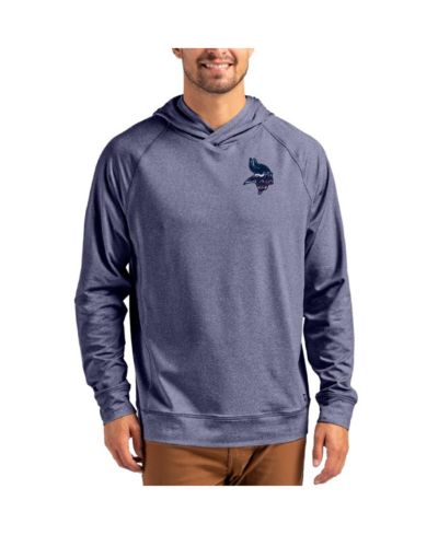 Cutter & Buck Men's Heather Navy Minnesota Vikings Adapt Americana Knit Raglan Pullover Hoodie