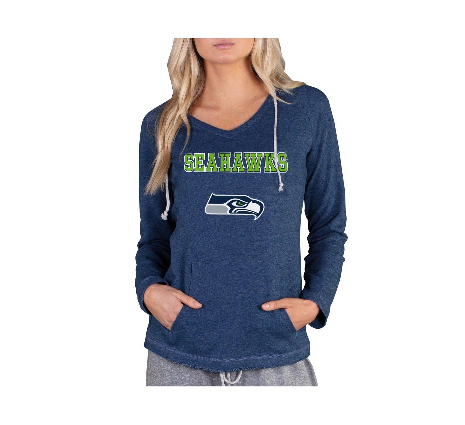 Женский Concepts Sport Navy Seattle Seahawks Mainstream Tri-Blend Raglan Hoodie V-Neck Top