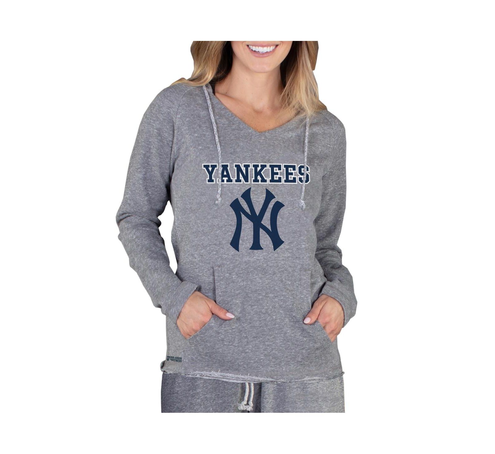 Concepts Sport Women's Gray New York Yankees Mainstream Terry Long Sleeve Hoodie Top