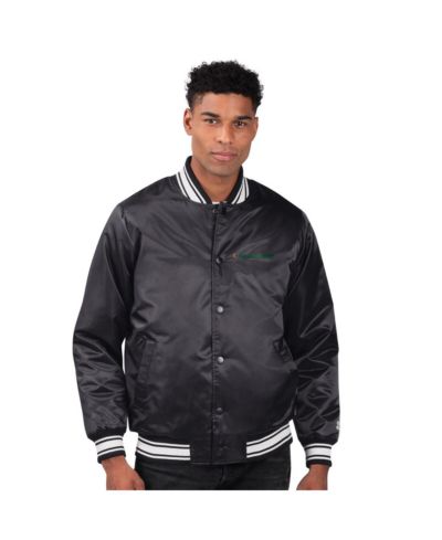Мужская атласная куртка Starter Black Miami Hurricanes Two-Hit Varsity Full-Snap