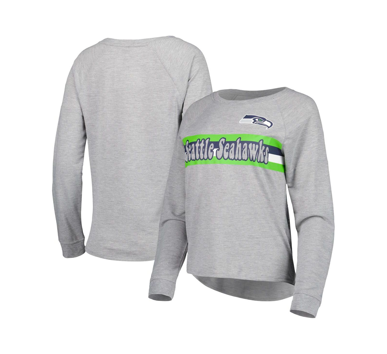 Детская футболка Outerstuff Heathered Gray Seattle Seahawks All Striped Up Raglan с длинным рукавом