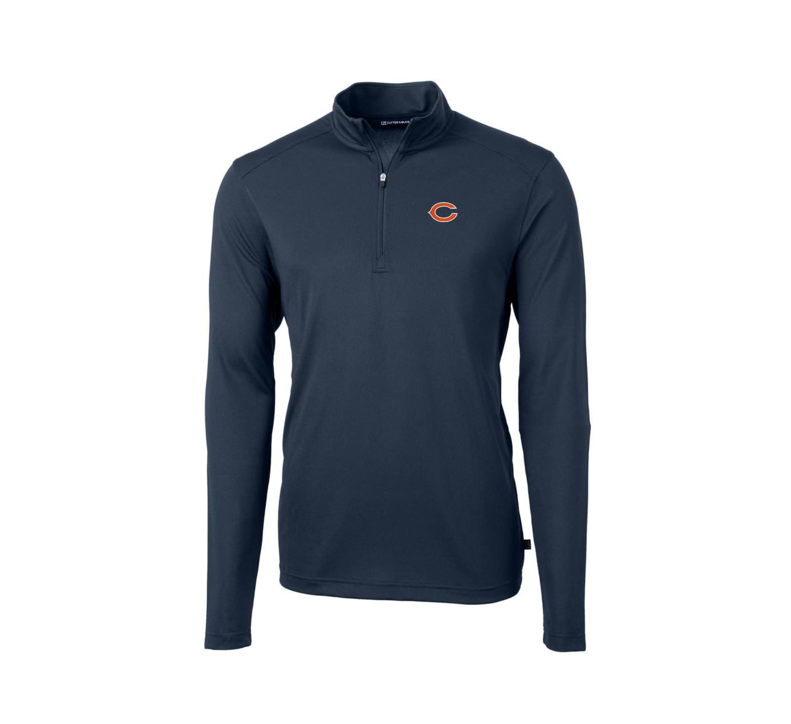 Cutter & Buck Men's Navy Chicago Bears Big & Tall Virtue Eco Pique Quarter-Zip