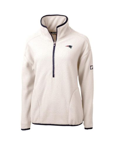 Cutter & Buck Women's White/Navy New England Patriots Cascade Eco Sherpa Fleece Half-Zip Pullover Jacket