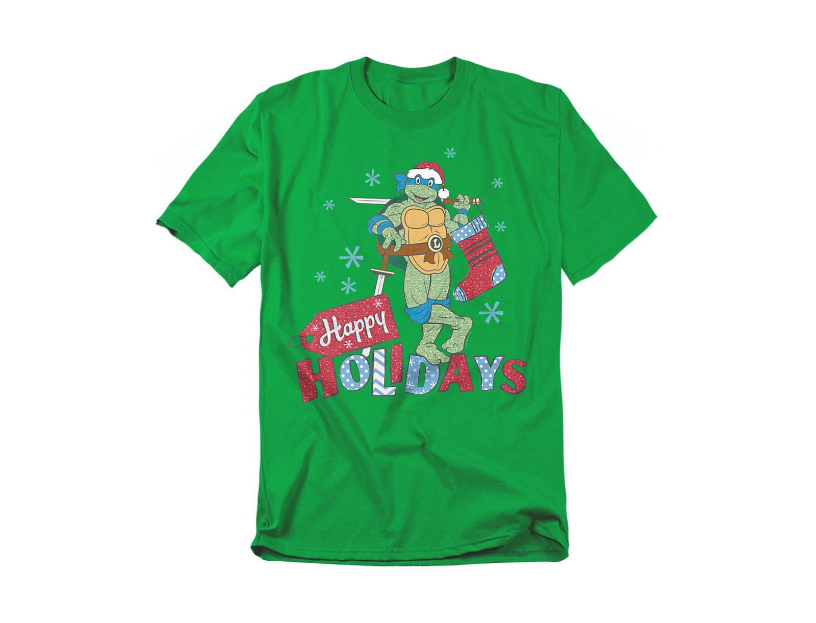 Teenage Mutant Ninja Turtles Men's Happy Holiday Sparkly Christmas T-Shirt