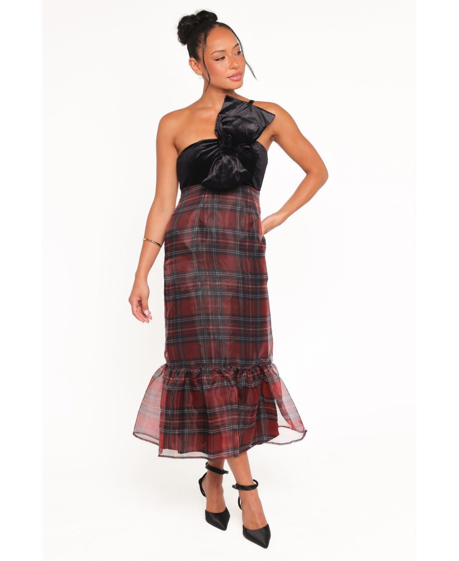 Petal and Pup Женское миди-платье Amelie Bow Front One Shoulder