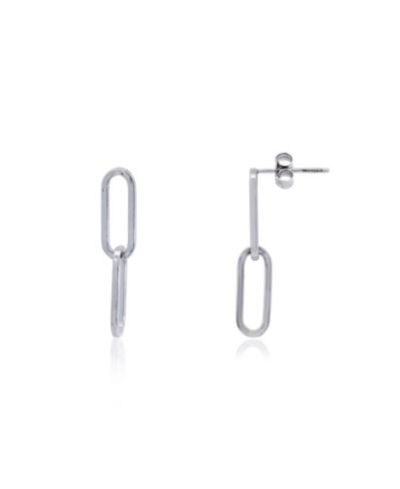 The Lovery Double Paperclip Link Drop Earrings Sterling Silver