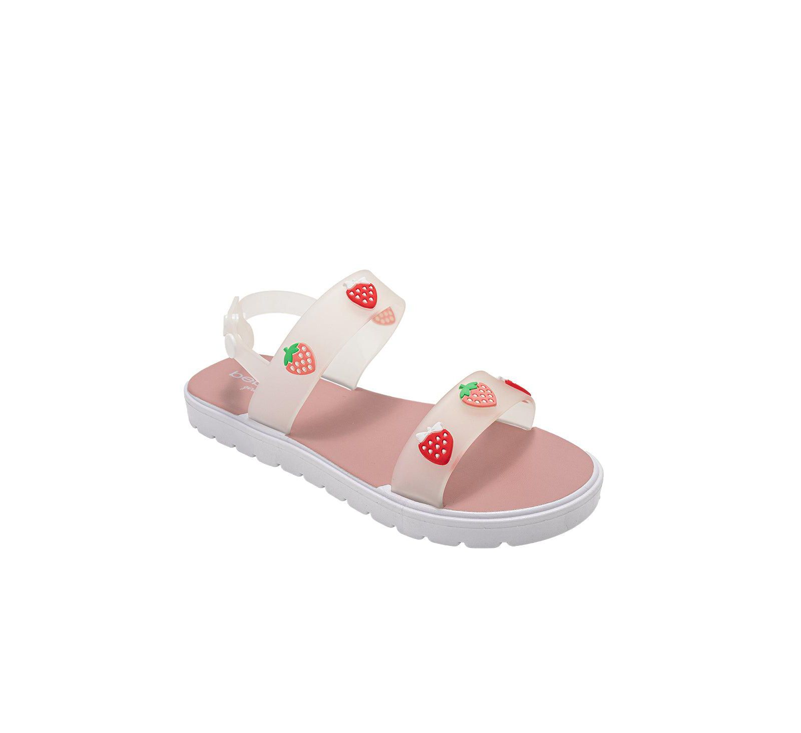 Bebe Girls PCU sandal with strawberry charms