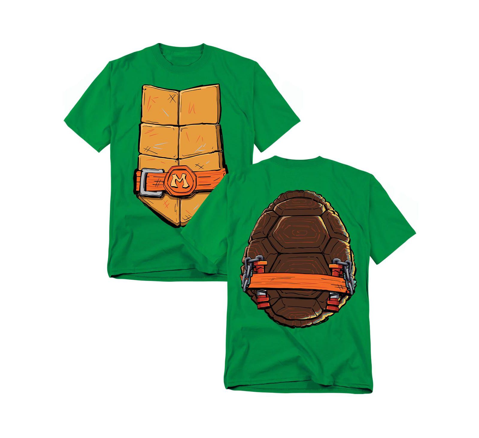 Teenage Mutant Ninja Turtles Men's Mayhem Michelangelo Shell Front Back T-Shirt