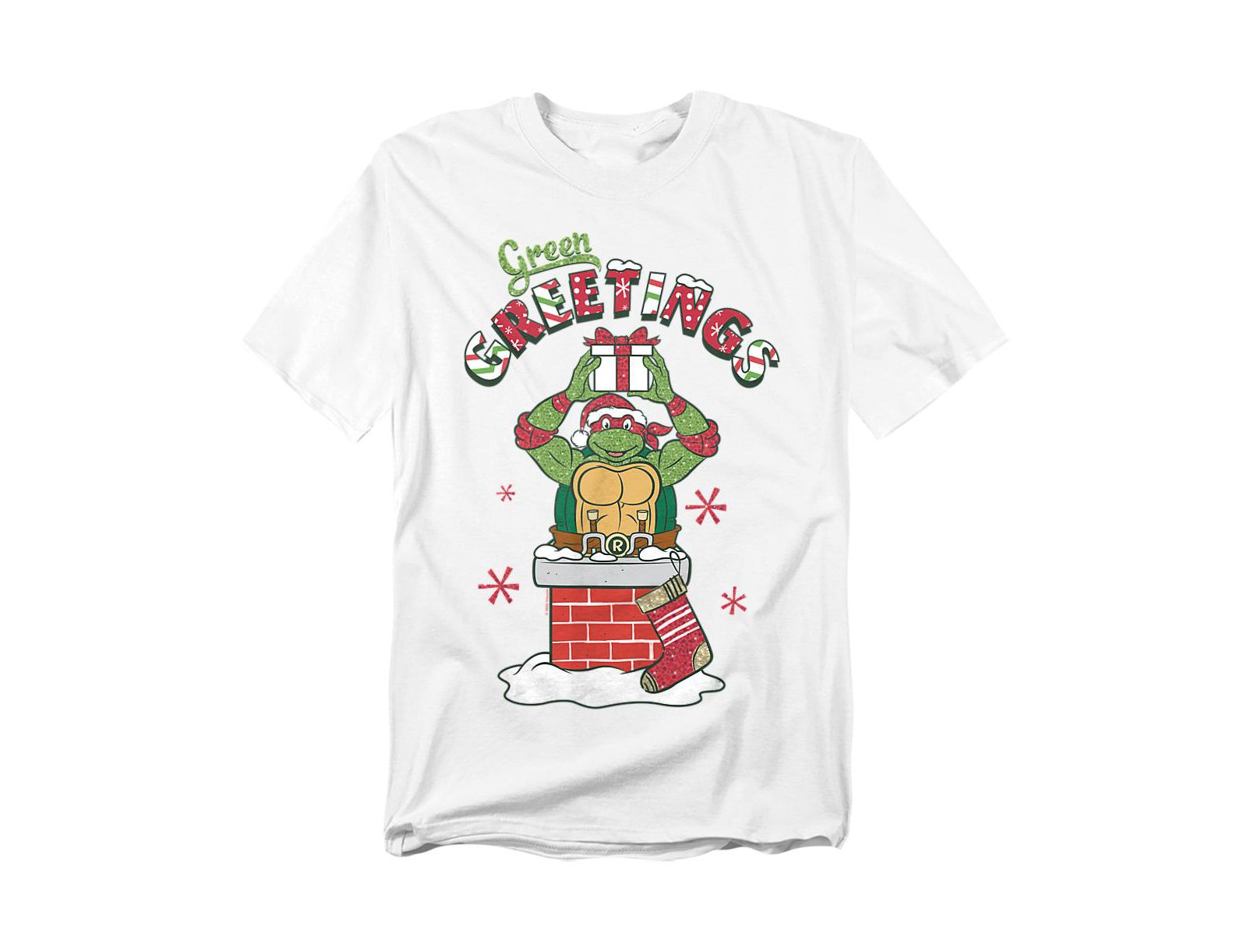Teenage Mutant Ninja Turtles Men's Greetings Christmas Scene T-Shirt