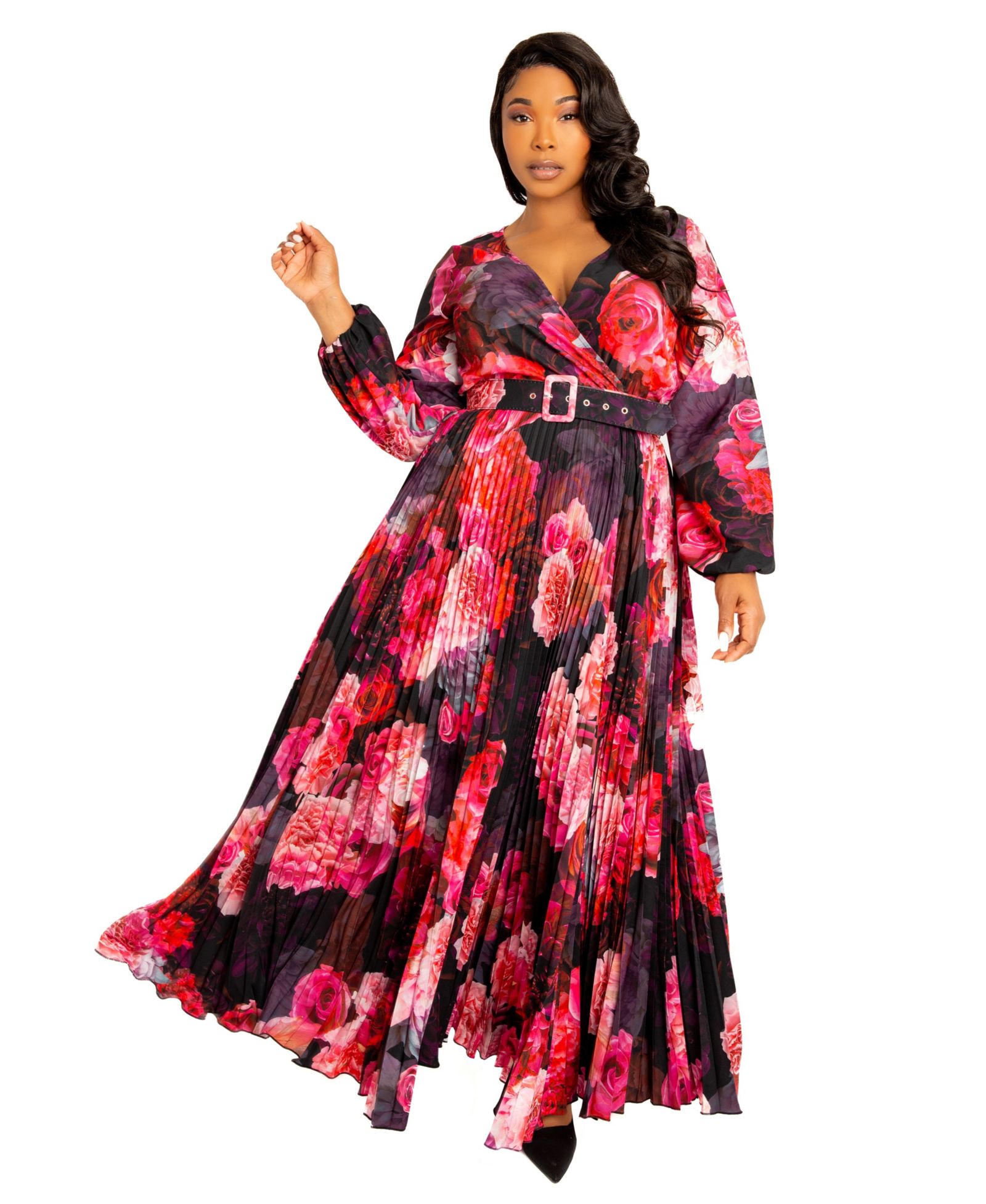 Женское платье Plus Size Buxom Couture, цветочный принт, с поясом