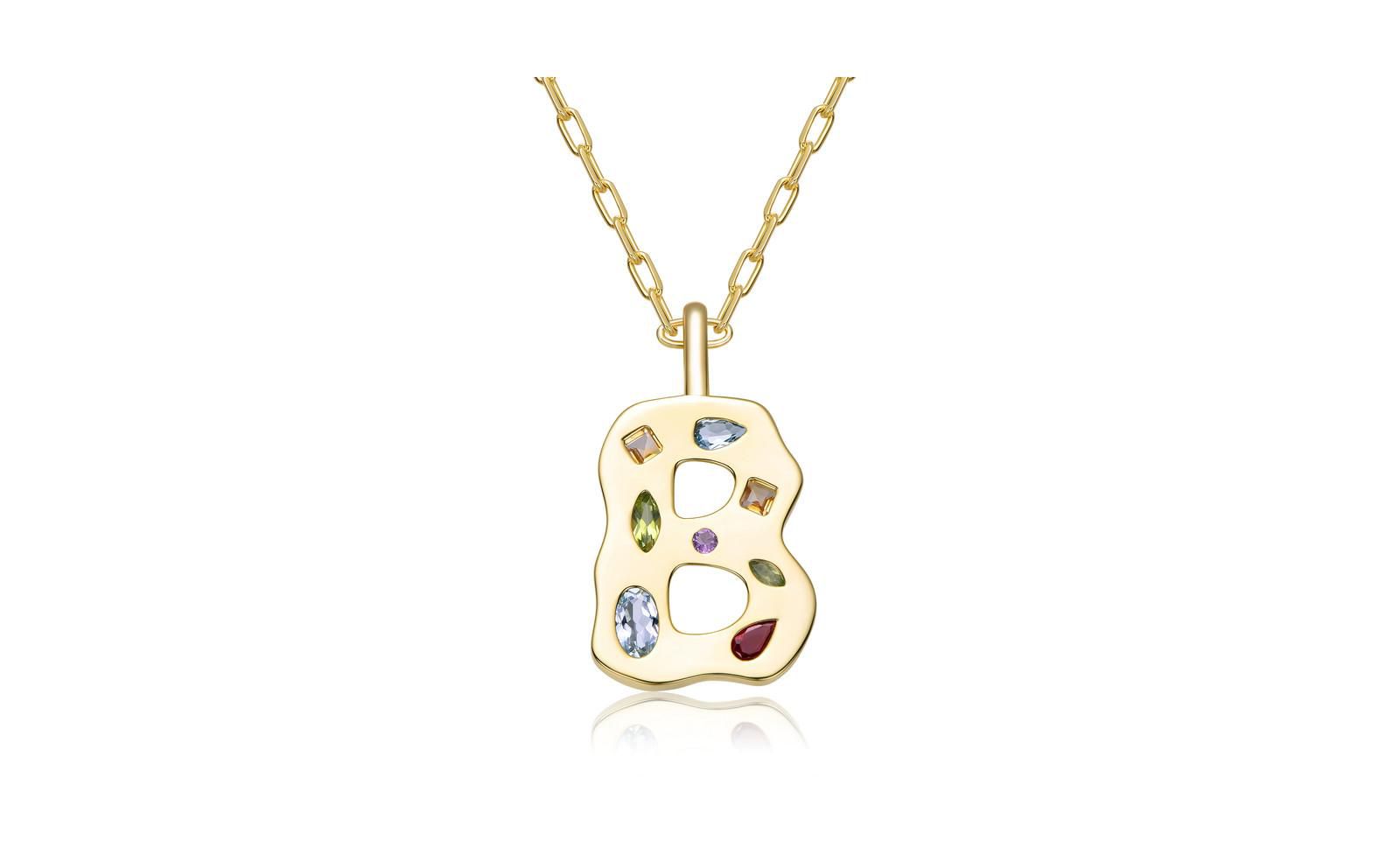 Подвеска Genevive с инициалом и кристаллами CZ, позолоченное золото 14K