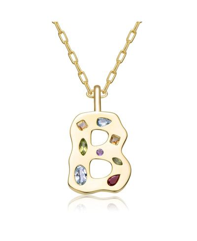 Подвеска Genevive с инициалом и кристаллами CZ, позолоченное золото 14K
