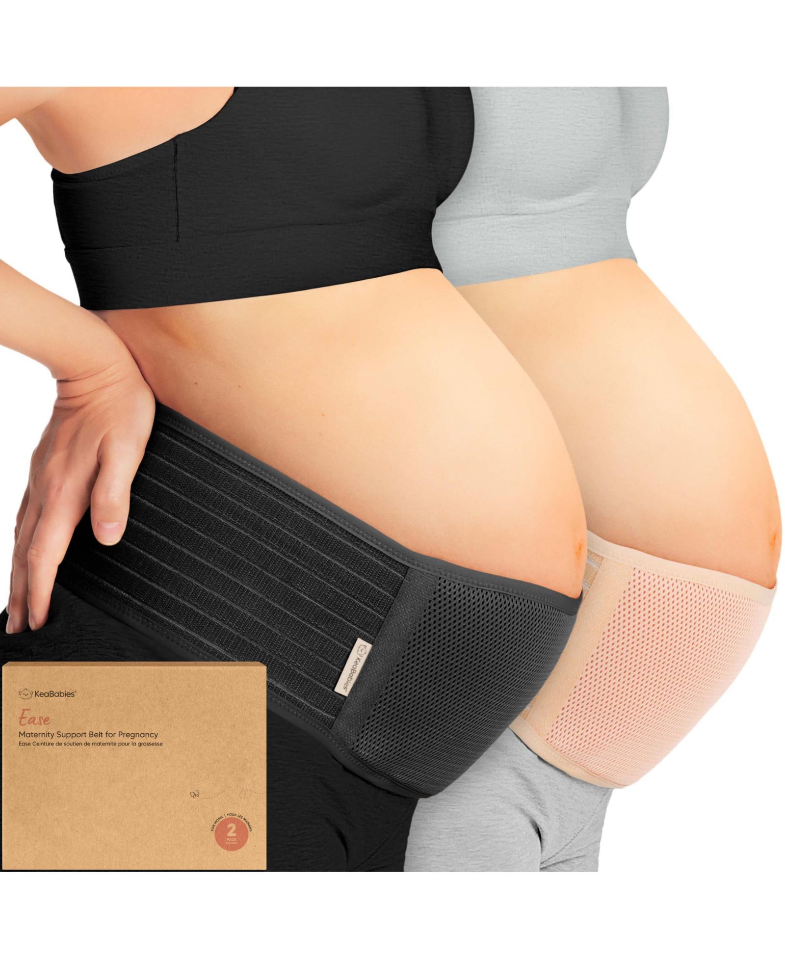 KeaBabies 2-Pack Ease Maternity Belly Band for Pregnancy, Soft & Breathable Pregnancy Belly Support Belt