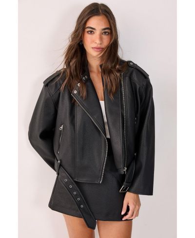 Женская куртка Nasty Gal Belted Faux Leather Biker