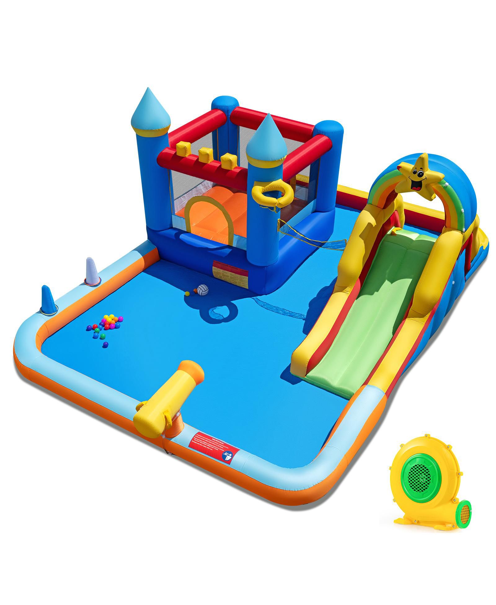 Надувной аквапарк Mecale Inflatable Water Slide Park с climbing wall и воздуходувкой