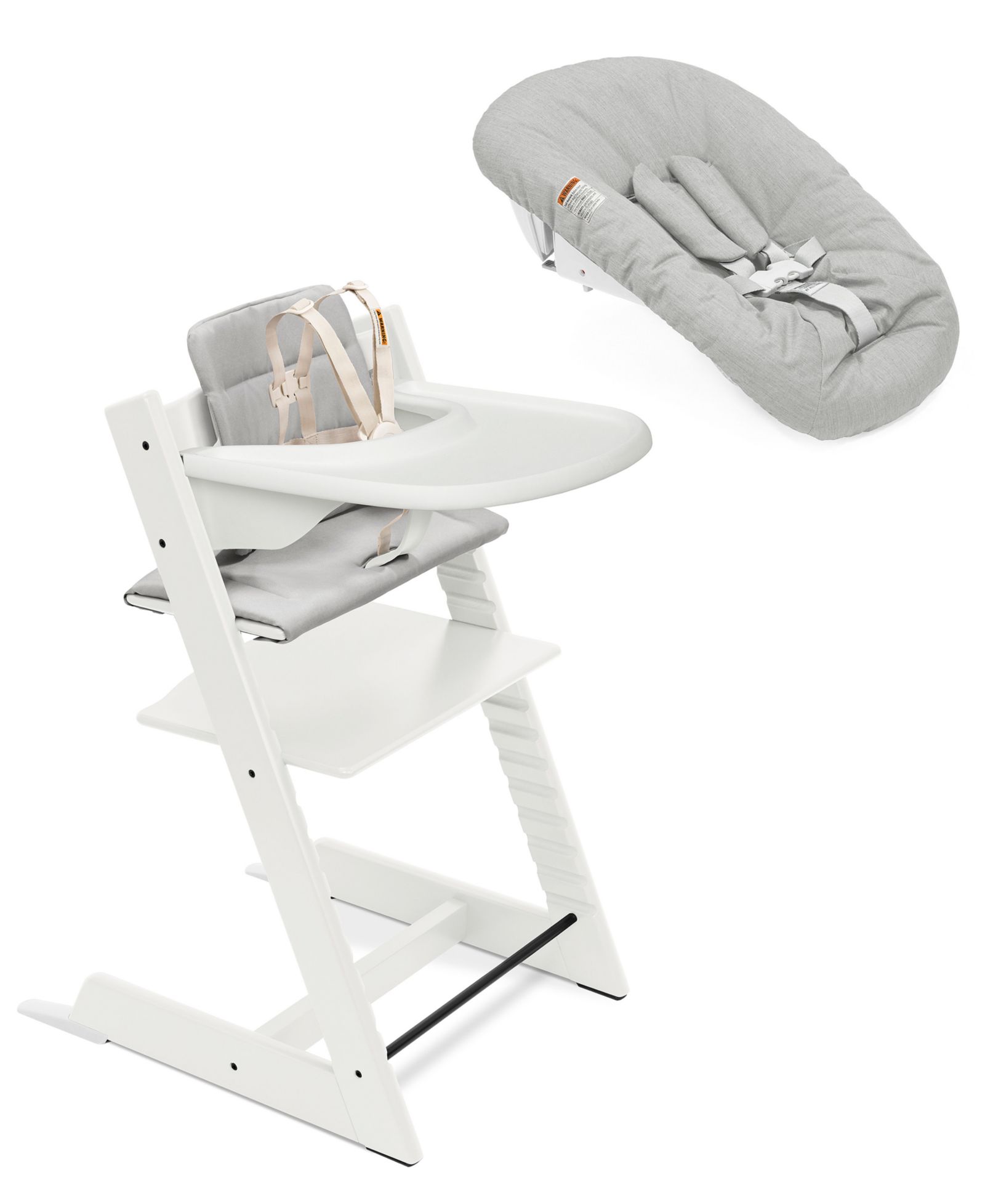 Stokke Высокий стул для детей Tripp Trapp с подушкой, подносом и набором для новорожденных