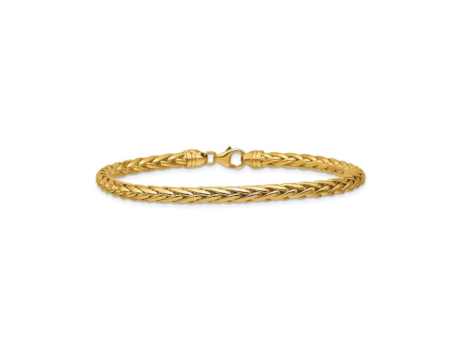 Curata Jewelry Solid 18k Yellow Gold Italian 7.5 Inch 3.1mm Wide Woven Spiga Bracelet