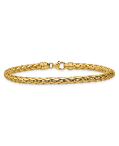 Curata Jewelry Solid 18k Yellow Gold Italian 7.5 Inch 3.1mm Wide Woven Spiga Bracelet