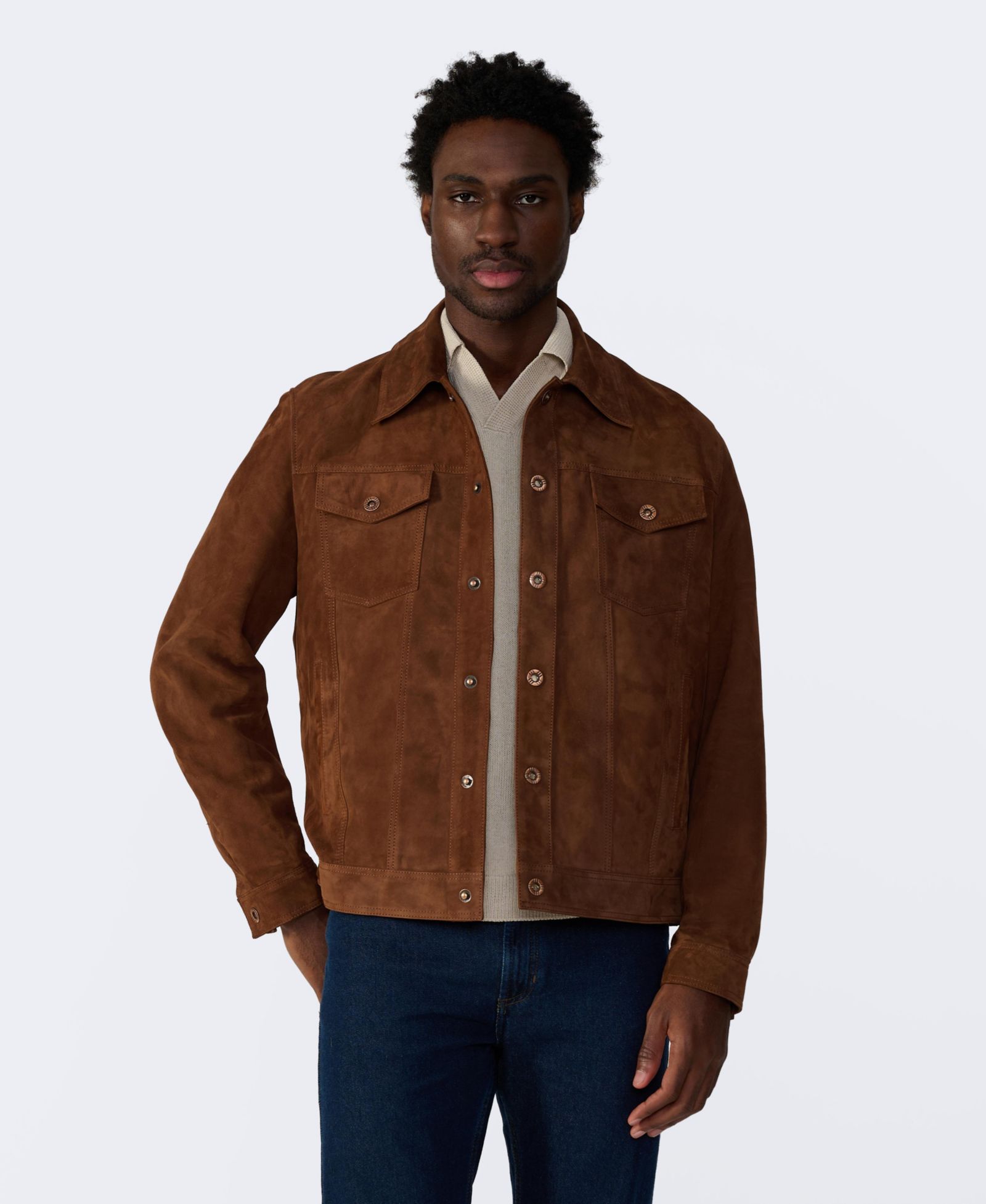 Furniq UK Men's Enzo Suede Shirt Jacket
