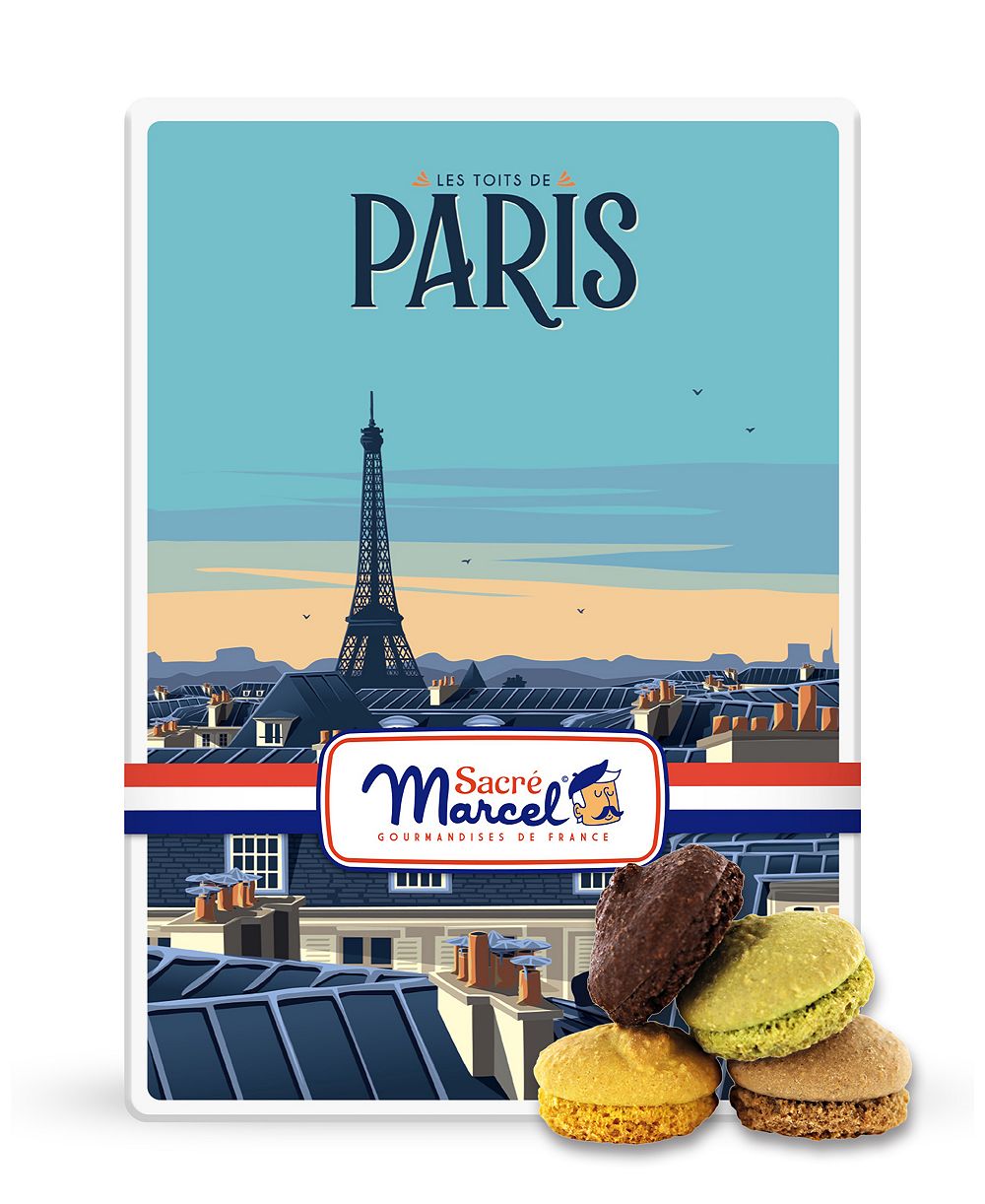 Sacre Marcel Paris жестяная коробка Macarons Biscuits 4.23 oz.