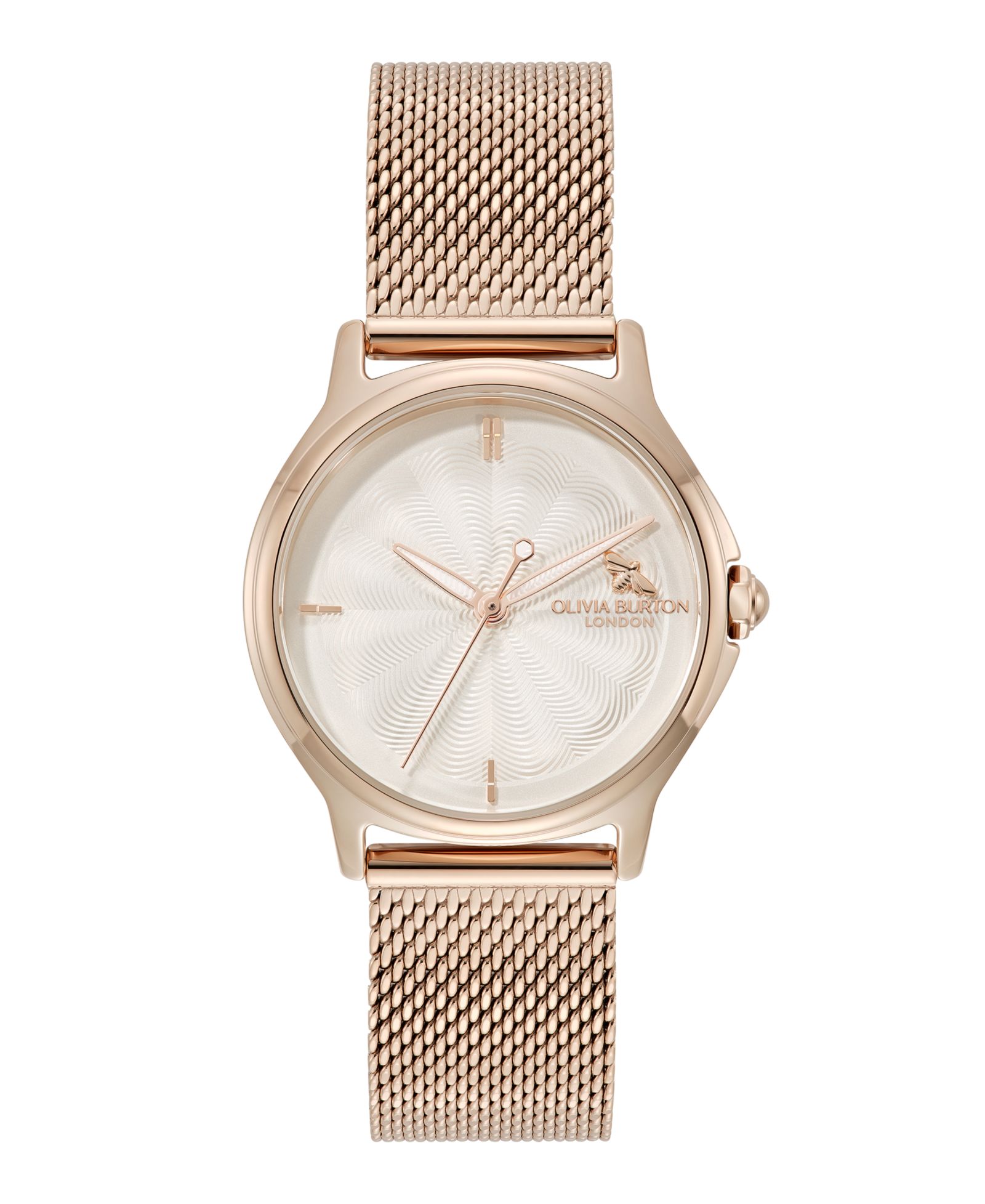 Женские наручные часы Olivia Burton OB Classic Bee Rose Gold Tone Stainless Steel Mesh 29.8mm