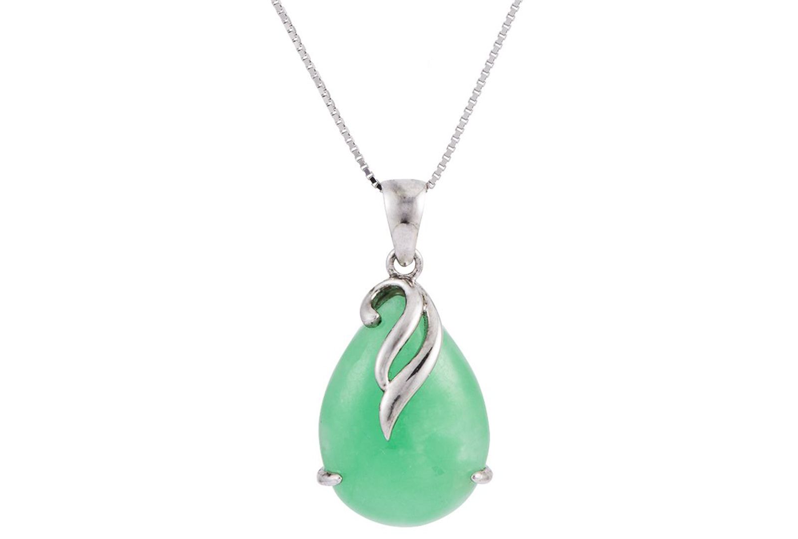 Macy's Green Jade Pendant Necklace in Sterling Silver